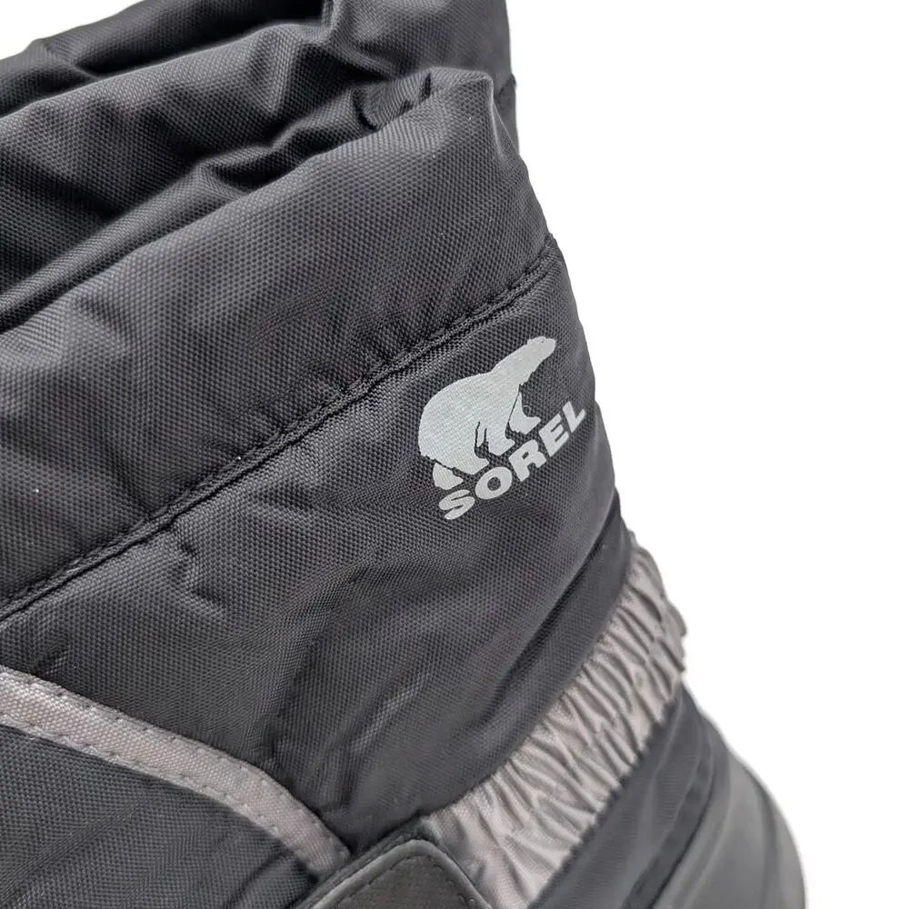 Sorel Flurry Hook & Loop Snow Boots Round Toe Kids' Black Size US10 EU27